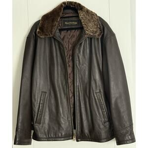 Andrew Marc Leather Bomber Jacket Size L